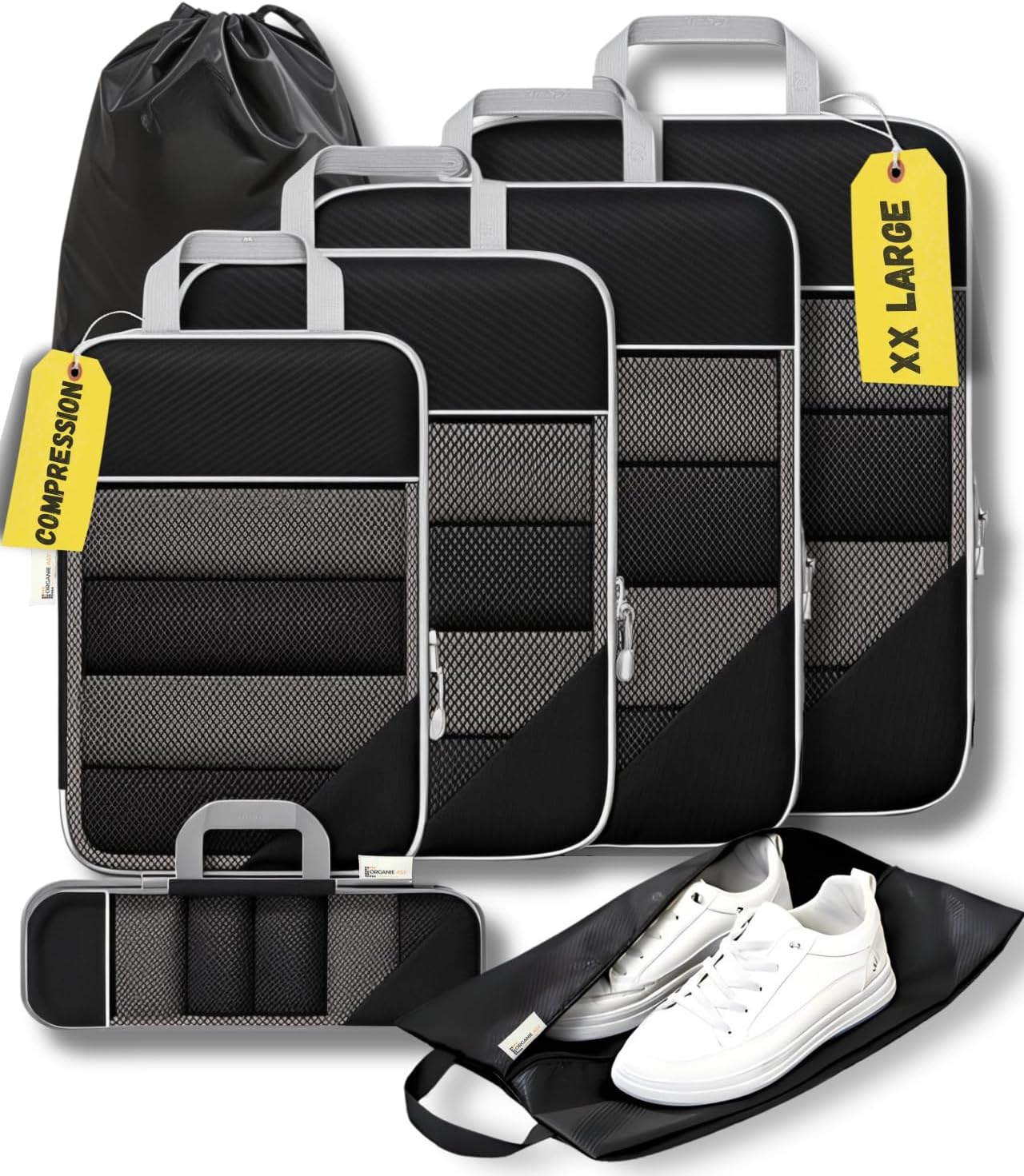 7-Set Compression Packing Cubes for Travel, Lightweight Luggage Packing Organizer for Backpacks & Suitcases, Space Saving Perfect Packing Essentials Double Zipper Travel Equipment